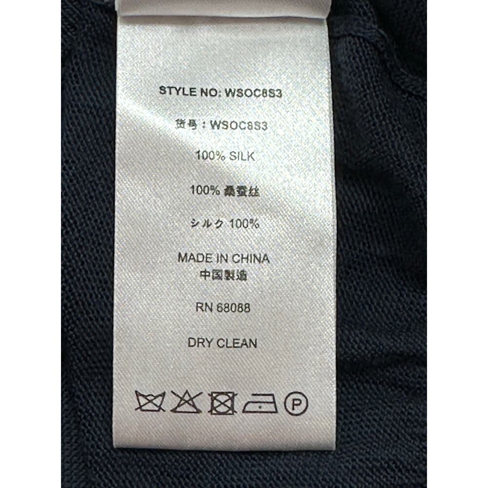 TSE 100% Silk Italian Dark Navy Cowl Neck Long Sleeve Knit Top Size Large - Picture 12 of 13